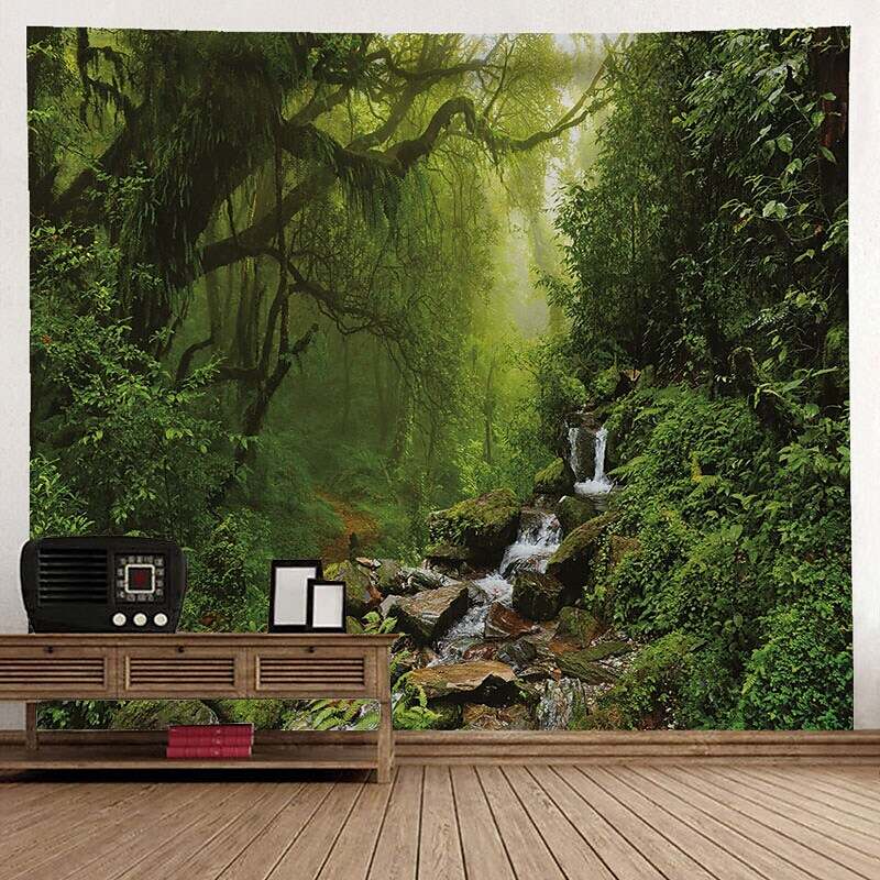 Nature Wall Tapestry Art Decor Landscape Sunshine Through Tree Forest