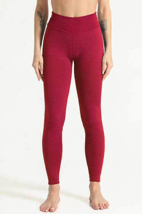 Solid Textured Scrunch Butt Sports Legging