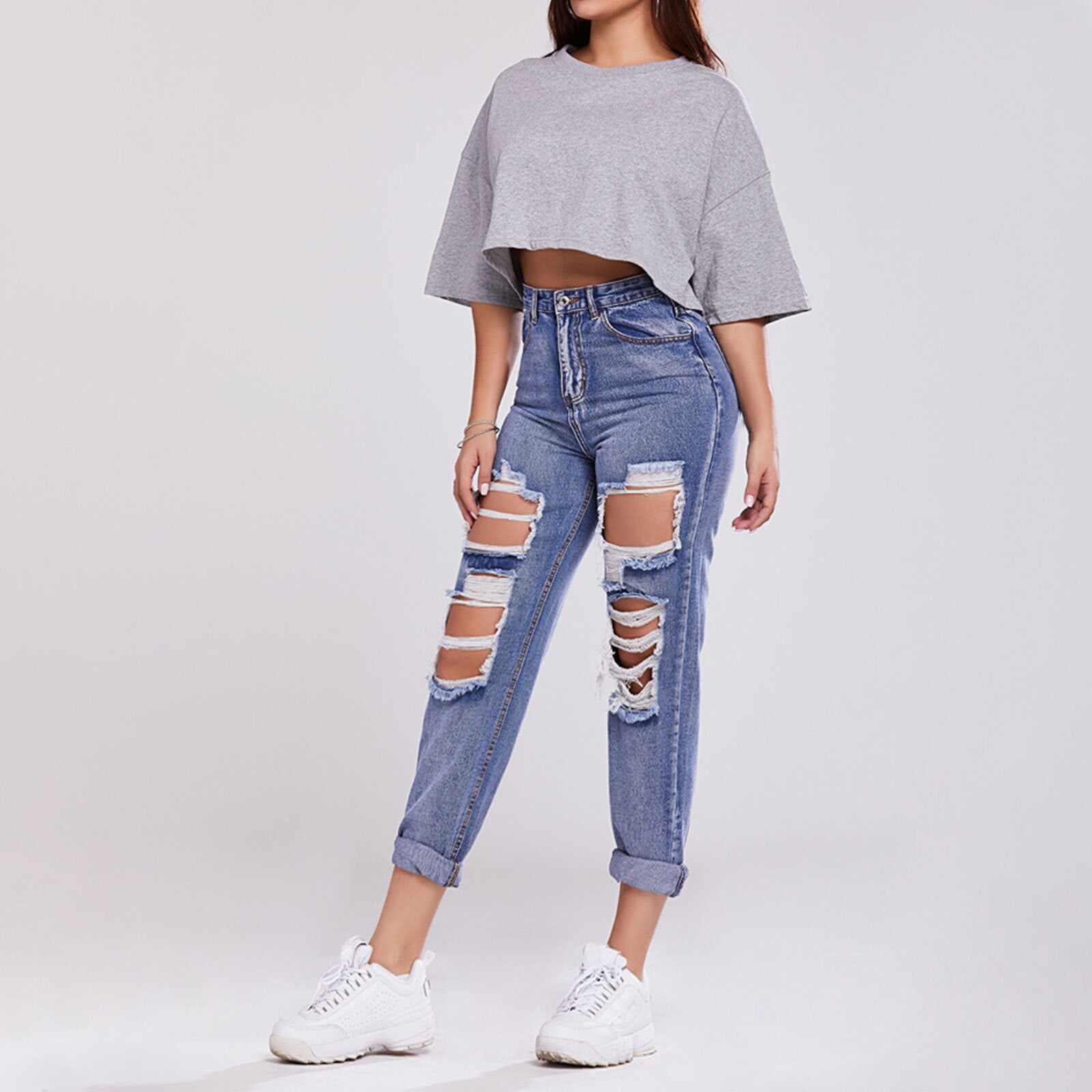 Casual Straight-leg Denim Trousers