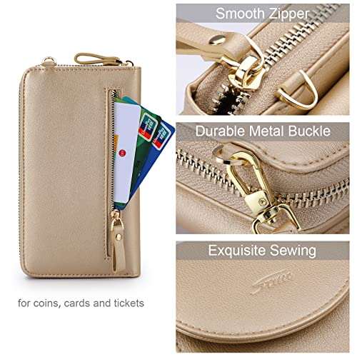 S-ZONE PU Leather RFID Blocking Crossbody Cell Phone Bag for Women Wallet Purse