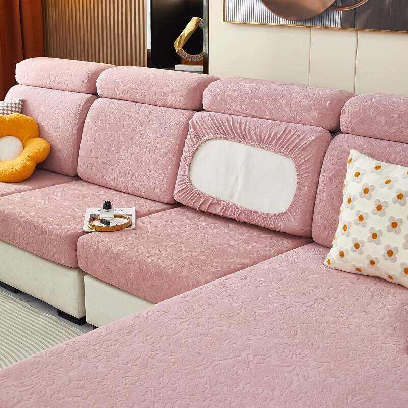 Stretch Sofa Seat Cushion Cover Slipcover Elastic Couch Sectional Armchair Loveseat 4 or 3 Seater L Shape Solid Soft Durable Washable