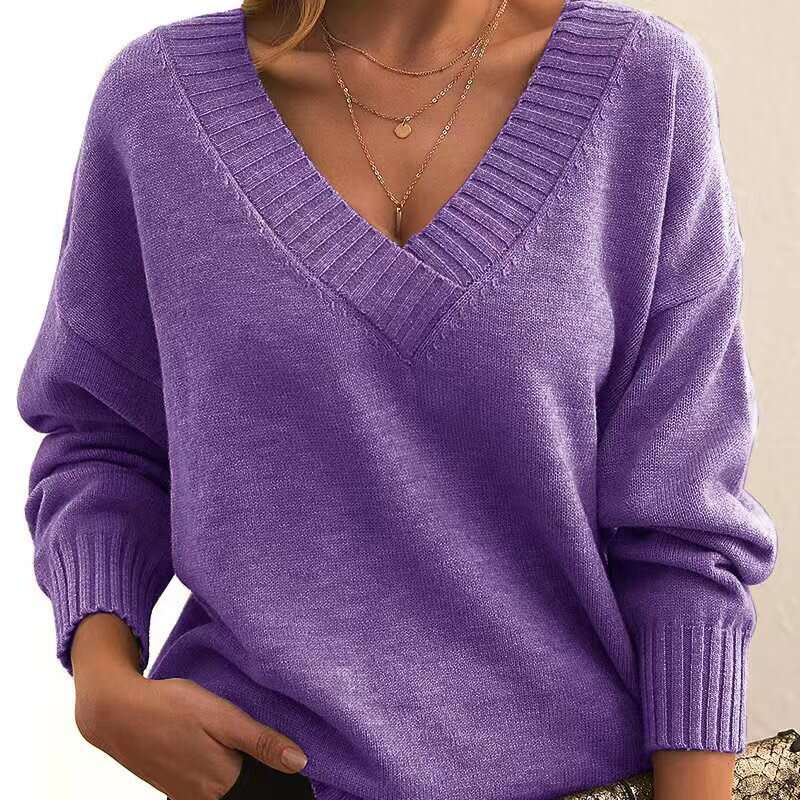 Loose V-neck casual all-match sweater