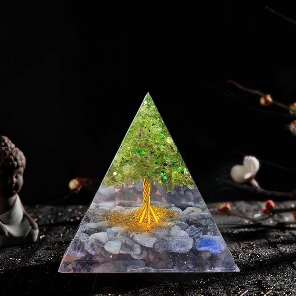 Tree of Life Crystal Energy Orgonite Pyramid