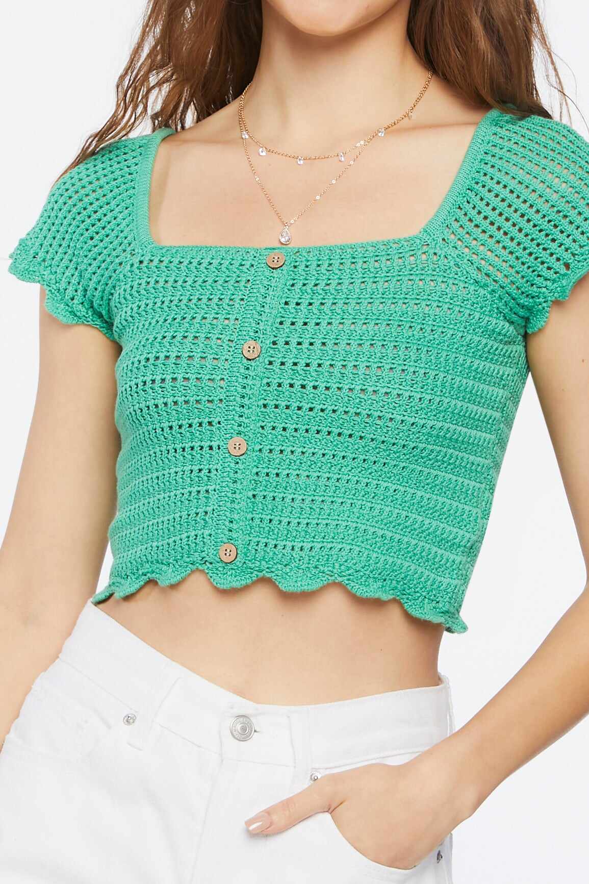 Women Apparel | Crochet Sweater-Knit Crop Top Lilac Forever21 - CJ16957