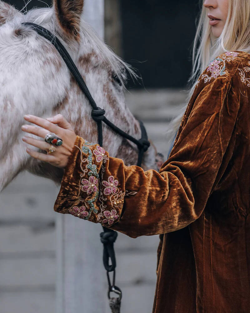 velvet embroidered cardigan jacket