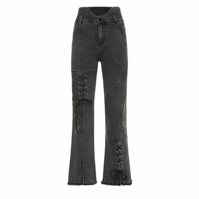 Small Design Sense Lace Up Micro Denim Women