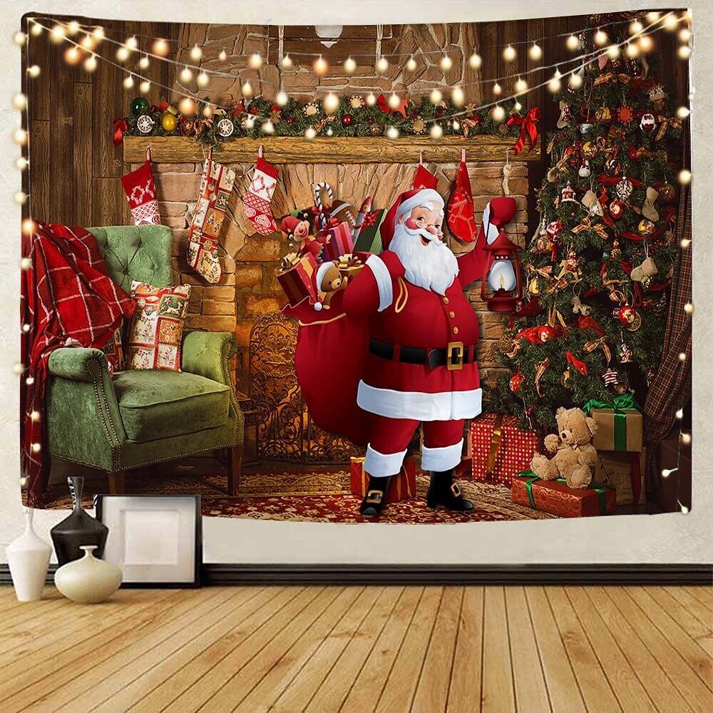 Christmas Santa Claus Holiday Party Wall Tapestry Art Decor