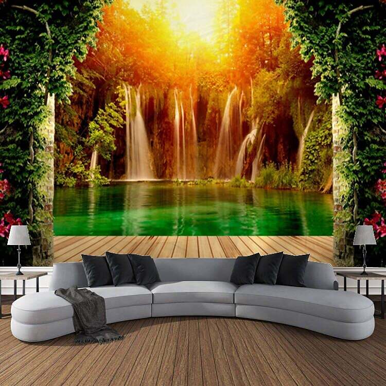 Magnificent Waterfall Forest Scenery Tapestry Art Decoration