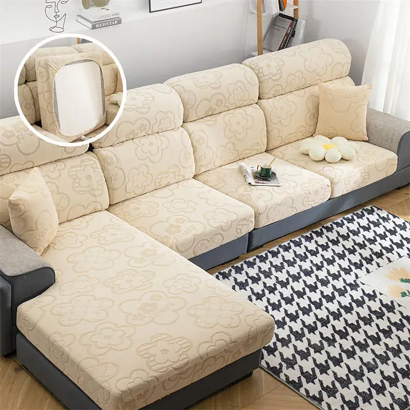 Jacquard Sofa Cushion Cover Elastic Fine Touch Sofa Protector Scratch