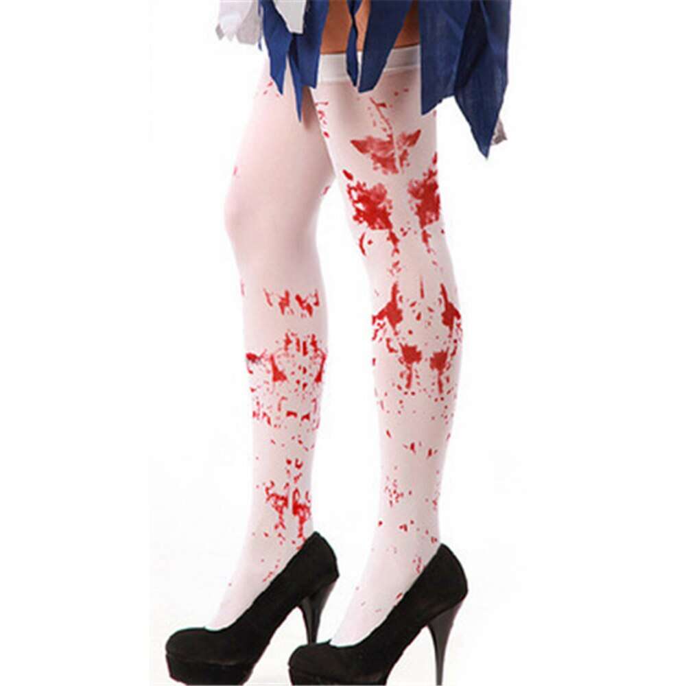 Halloween stocking long sexy women horror white halloween party bloody fancy knee long zombie socks