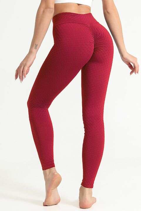 Solid Textured Scrunch Butt Sports Legging