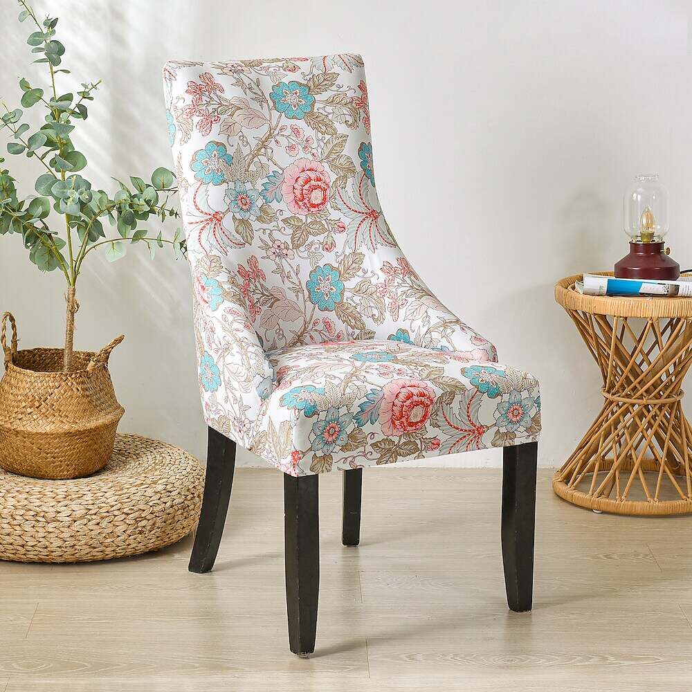 Stretch Wingback Chair Cover Boho/Flower Pattern