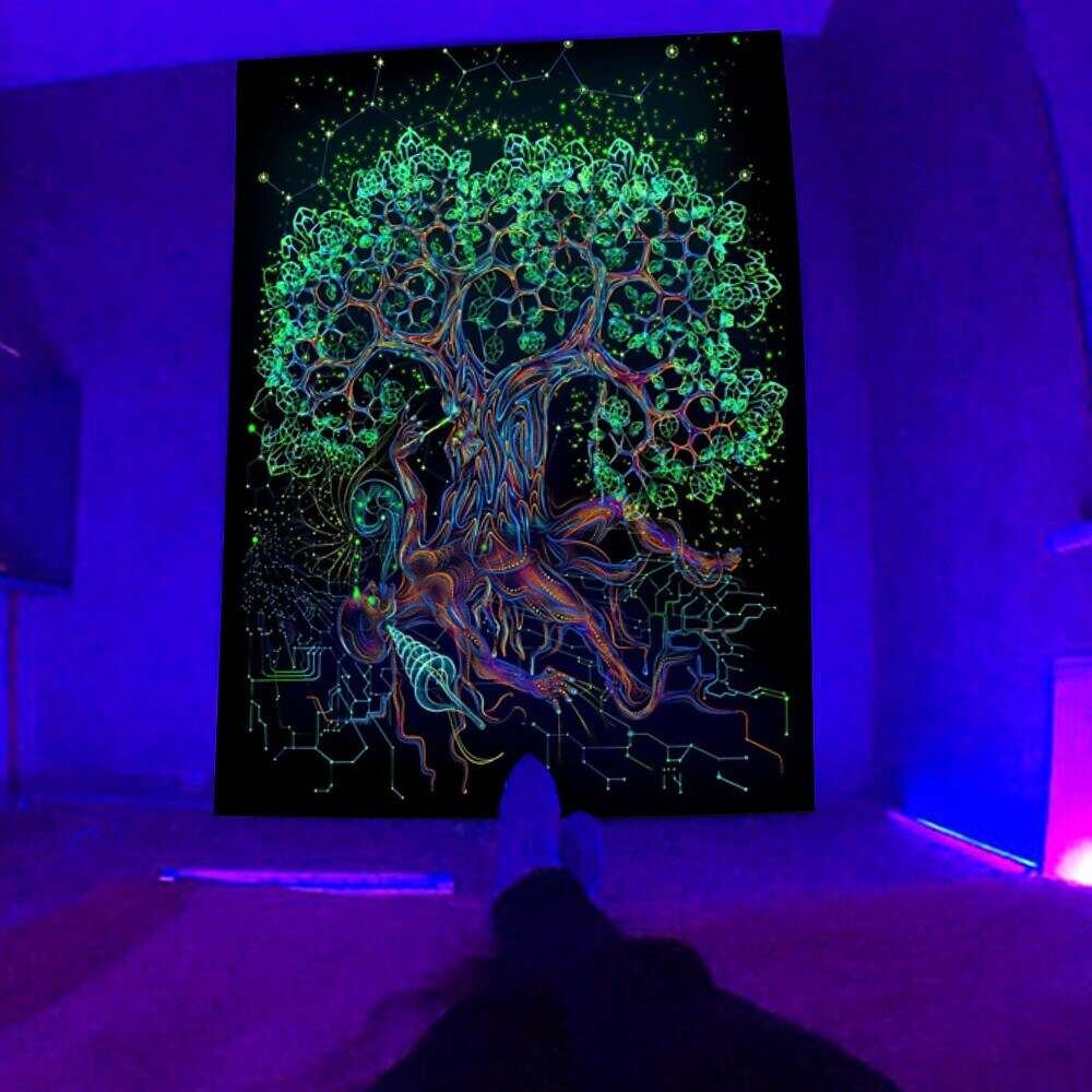 Blacklight UV Reactive Trippy Wall Tapestry