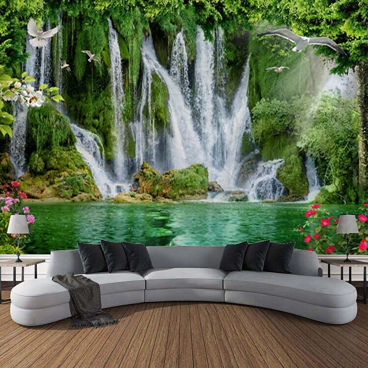 Magnificent Waterfall Forest Scenery Tapestry Art Decoration