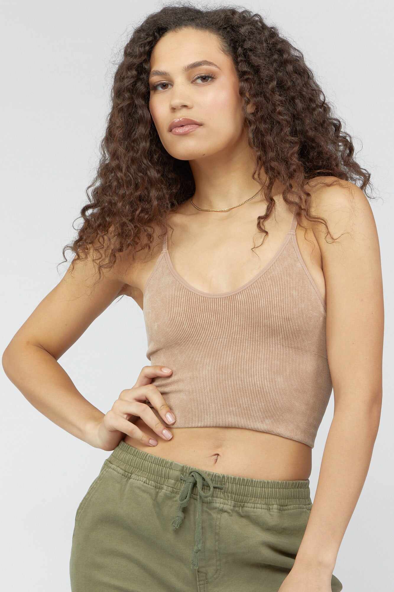 Women Apparel | Seamless Ribbed Cropped Cami Ivory Forever21 - DV17620