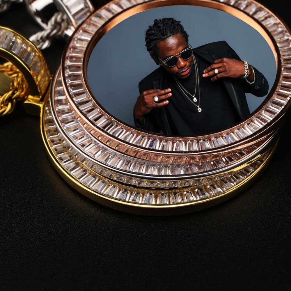 Customized HIP HOP necklace with stainless steel chain - Rotating image pendant