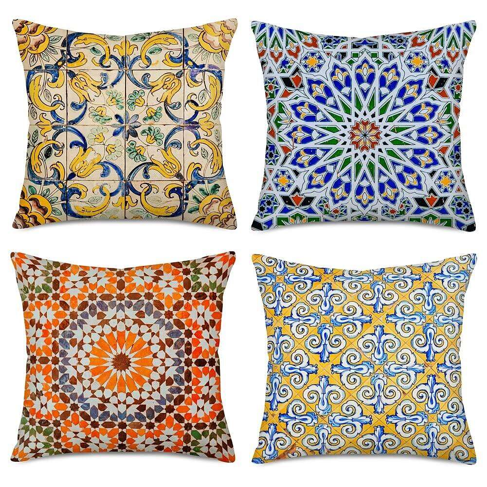 Mandala Floral Bohemian Double Side Pillow Cover 4PC Farmhouse