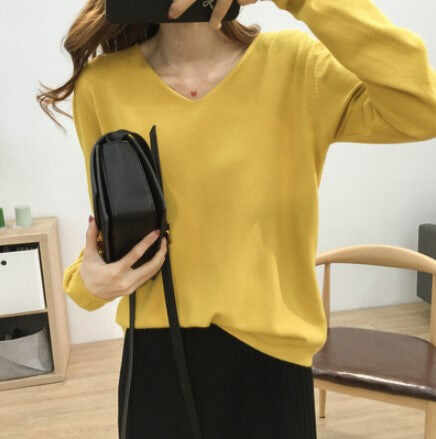 Solid Color Long-sleeved Sweater