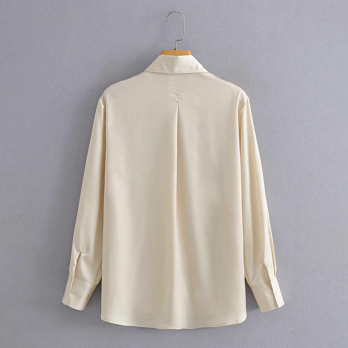 Satin Solid Color Shirt Top