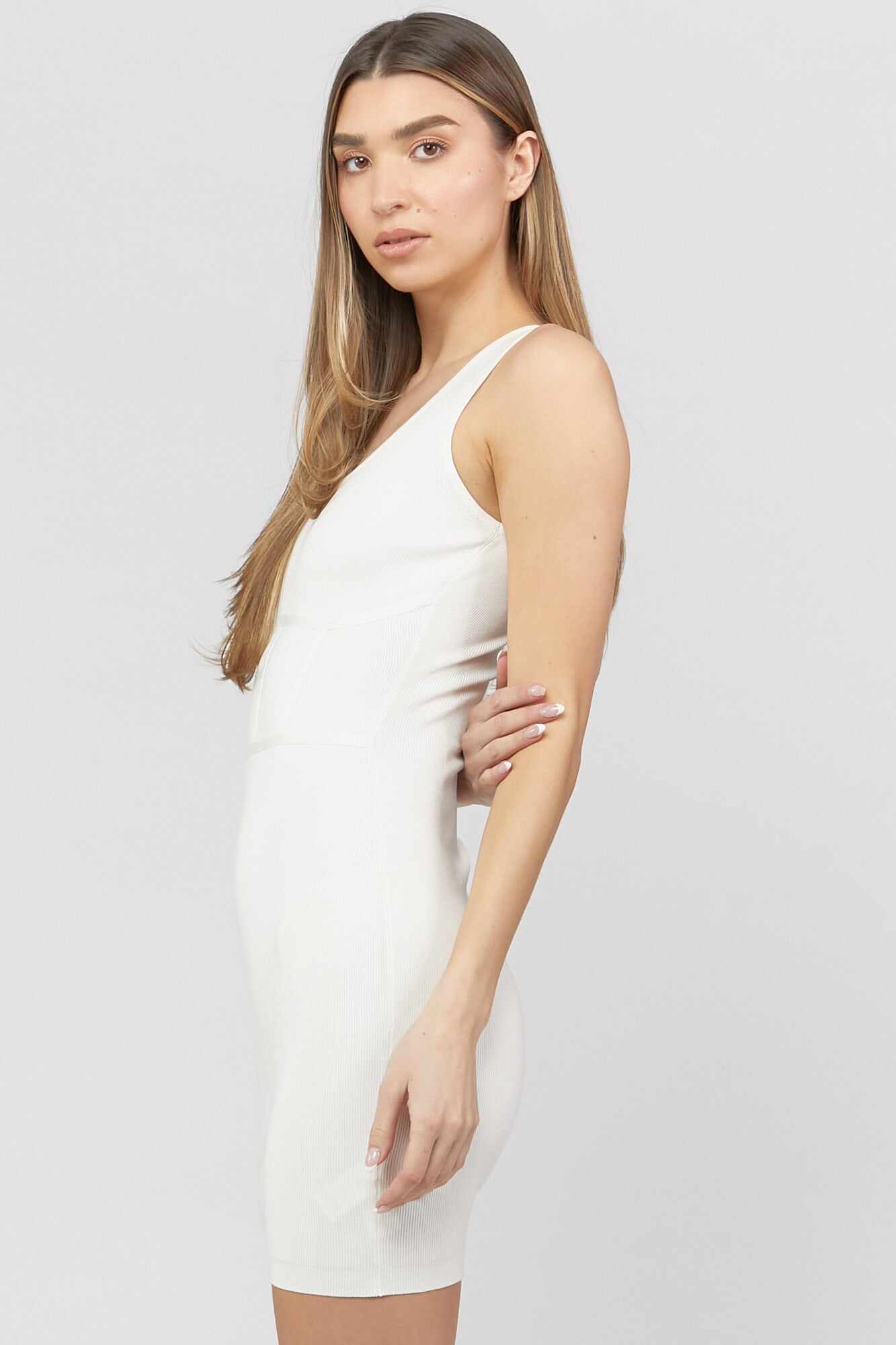 Women Apparel | Ribbed Bodycon Mini Dress Cream Forever21 - YL89405