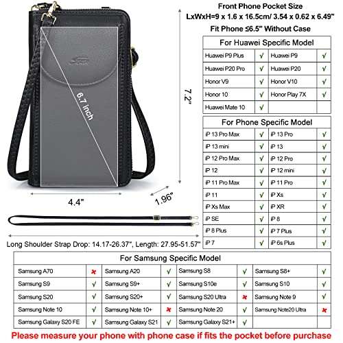 S-ZONE PU Leather RFID Blocking Crossbody Cell Phone Bag for Women Wallet Purse