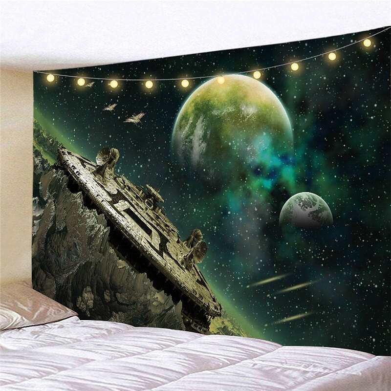 Landscape LED Lights Wall Tapestry Art Decor Universe Sky Moon Print