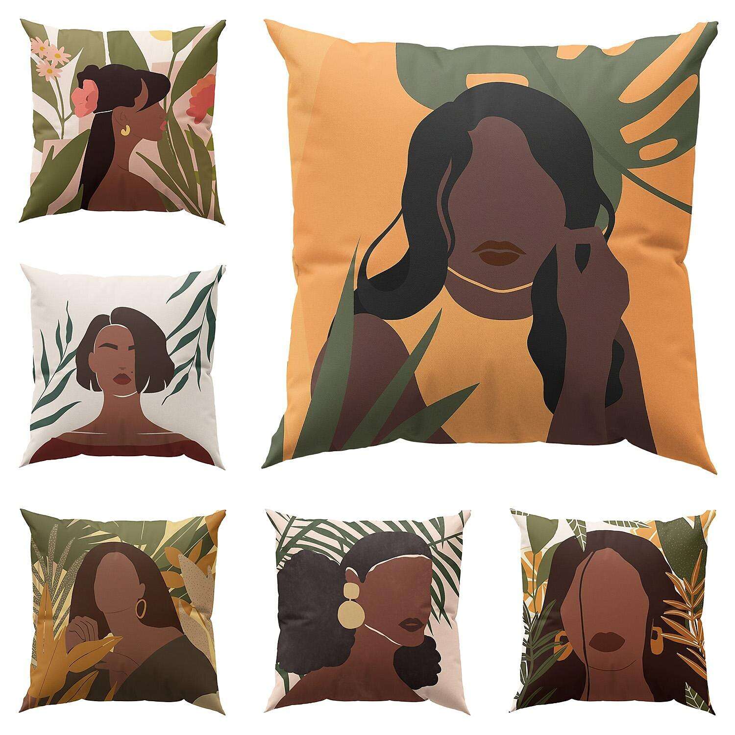 African Women Double Side Pillow Cover 4PC