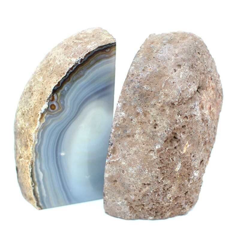 Geode Book end Natural Agate Bookend Pair - 1 to 3 lb - Geode Bookend - Home Decor - Crystal and Stones BKE