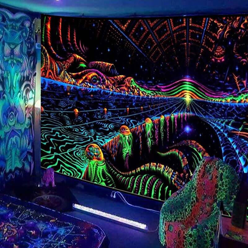 Blacklight UV Reactive Trippy Wall Tapestry