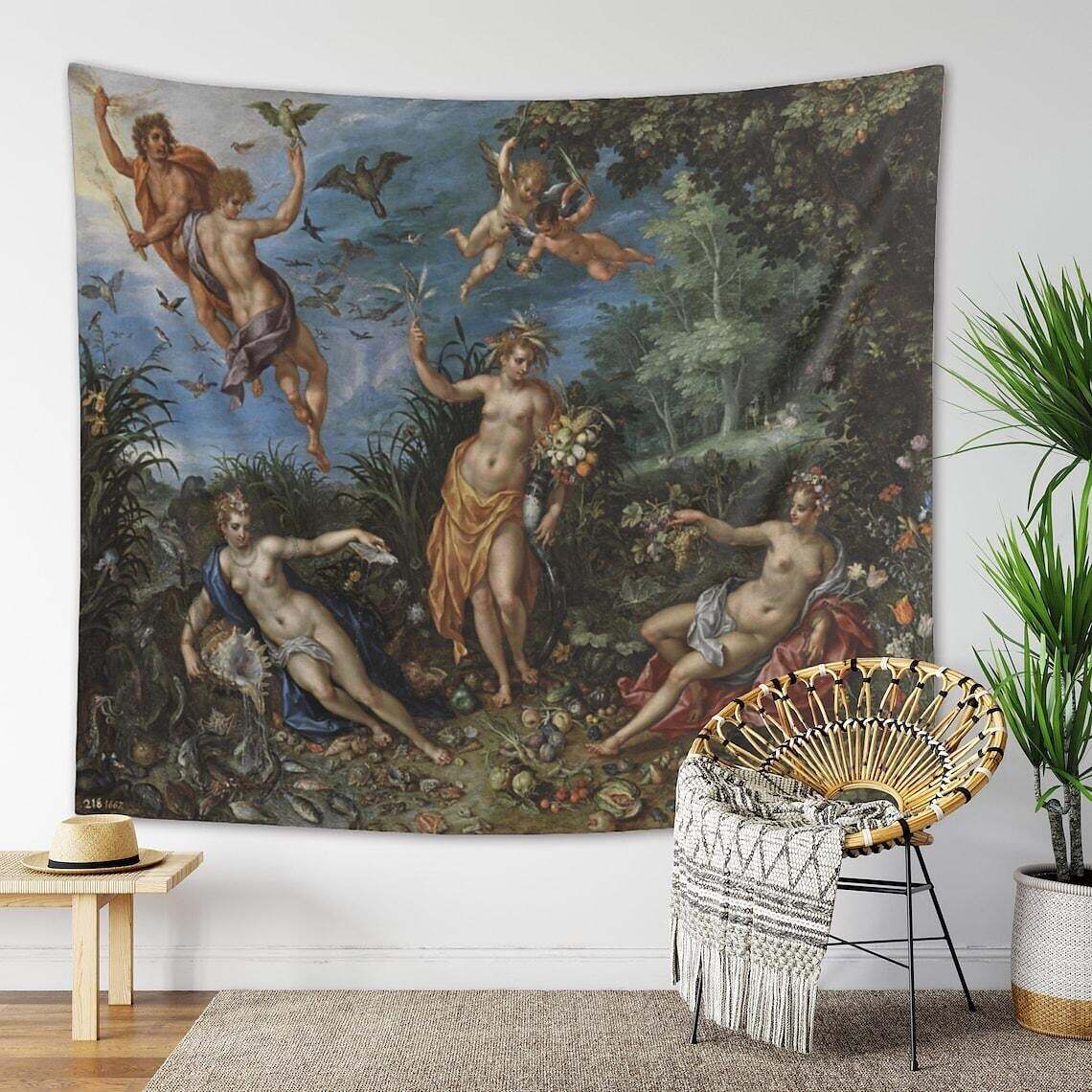 Medieval Painting Wall Tapestry Art Decor