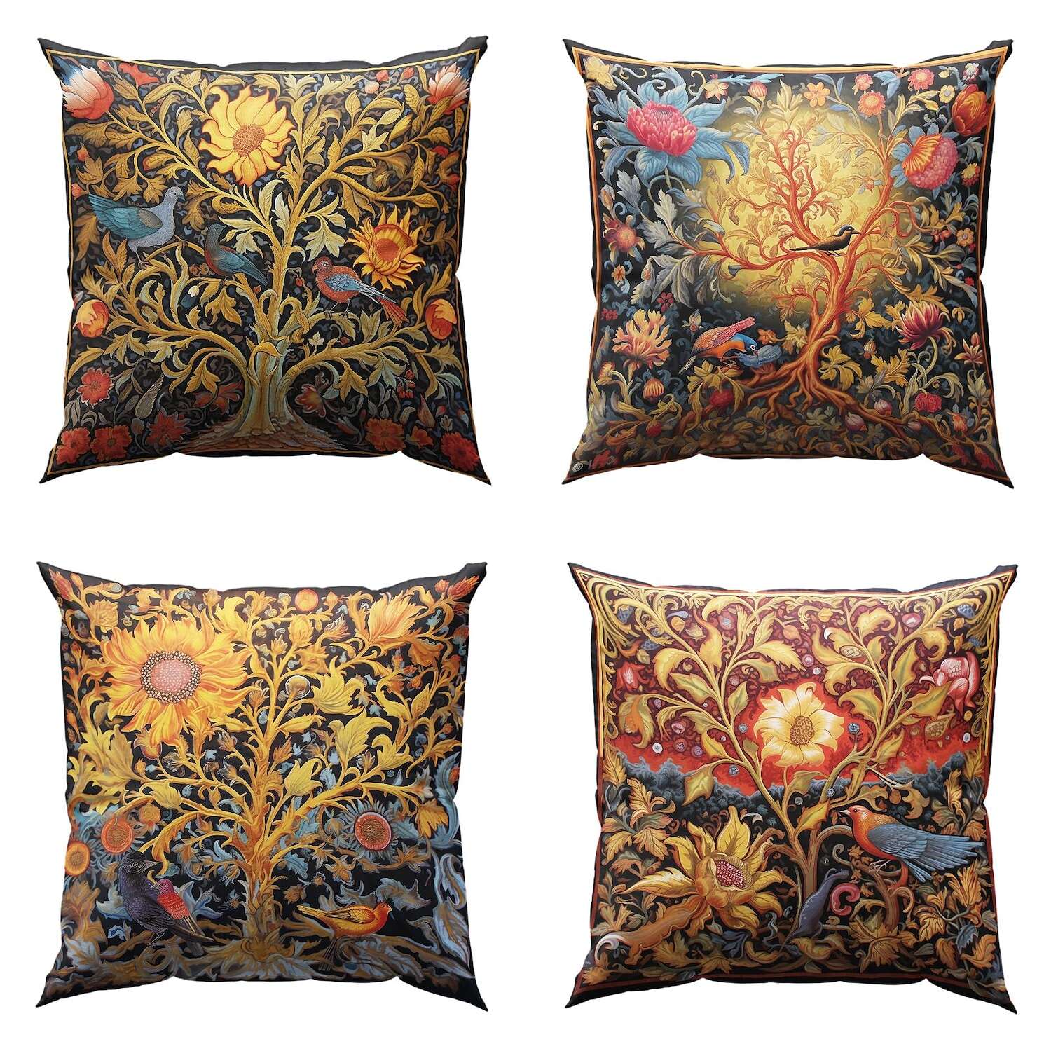 Tree of Life Double Side Pillow Cover 4PC Soft Decorative Square Cushion Case Pillowcase for Bedroom Livingroom Sofa Couch Chair