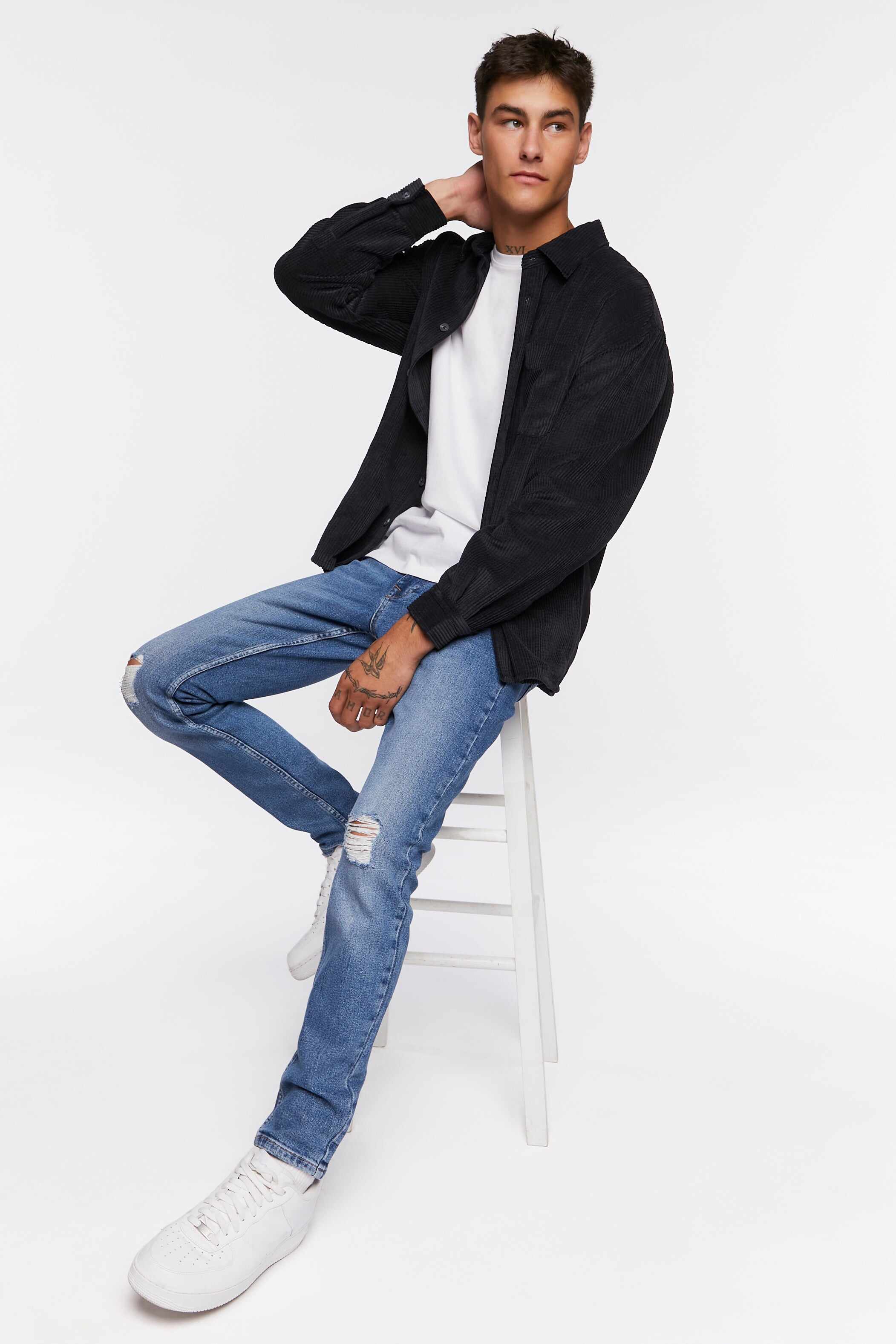 Men Apparel | Premium Distressed Slim-Fit Jeans Black Forever21 - XS78185