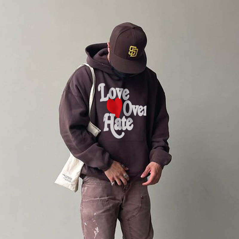 Love Over Hate Print Hoodie