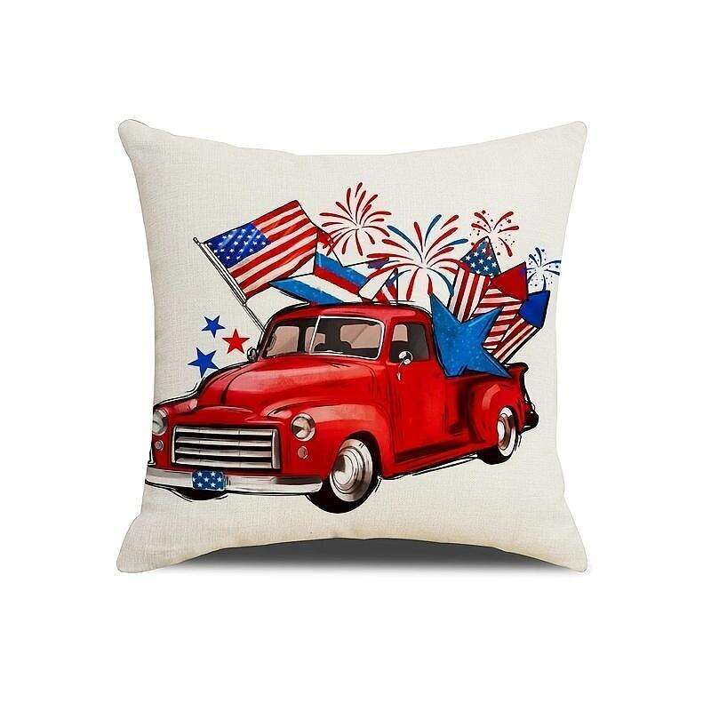 Independence Day Double Side Pillow Cover 4PC Soft Decorative Square Cushion Case Pillowcase for Bedroom Livingroom Sofa Couch Chair