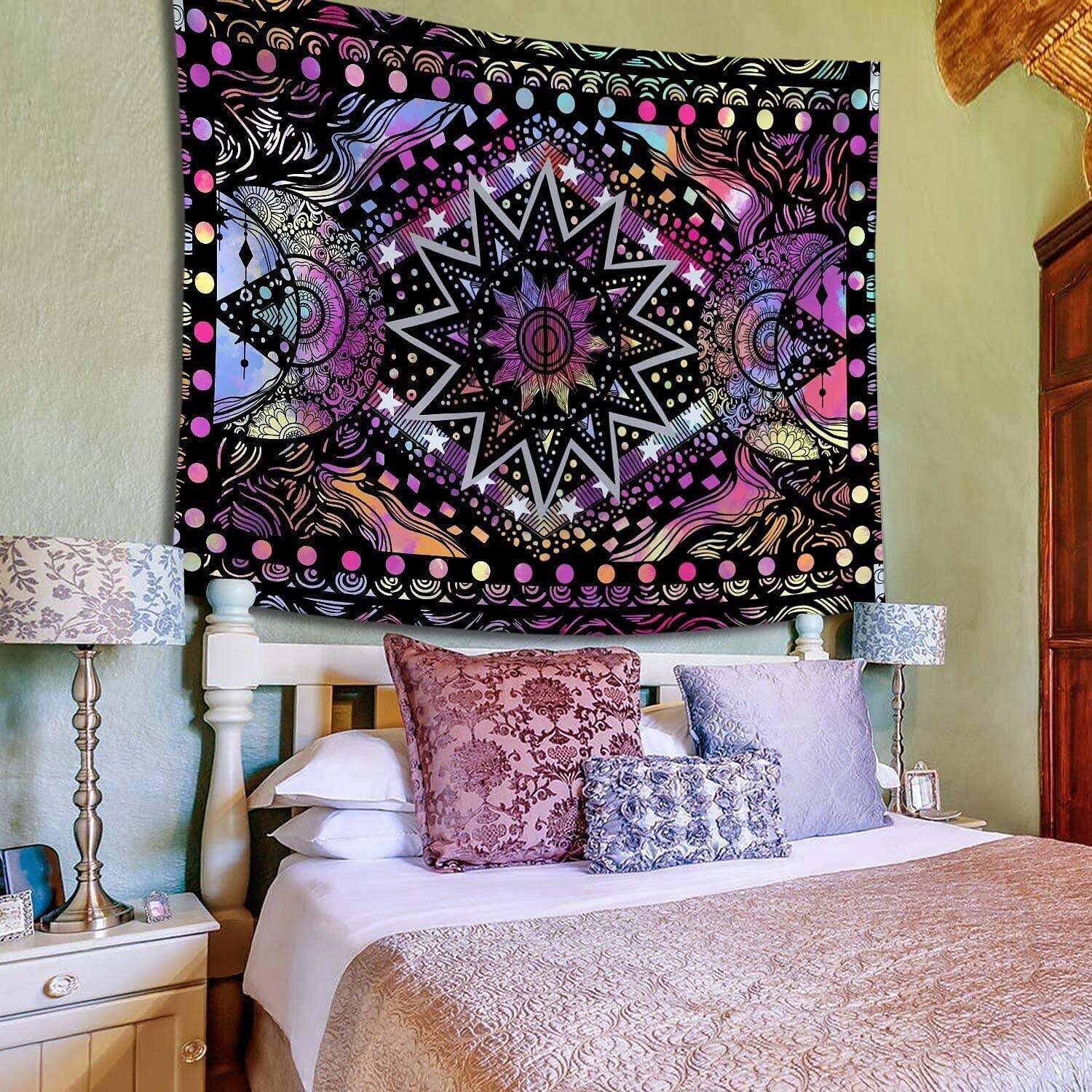 Psychedelic Colorful Tapestry Wall Hanging Indie Hippie Mandala