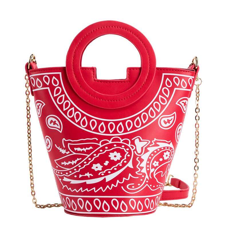 Boutique recommendation 2021 summer new style printed one-shoulder portable bucket bag personalized chain diagonal female bag