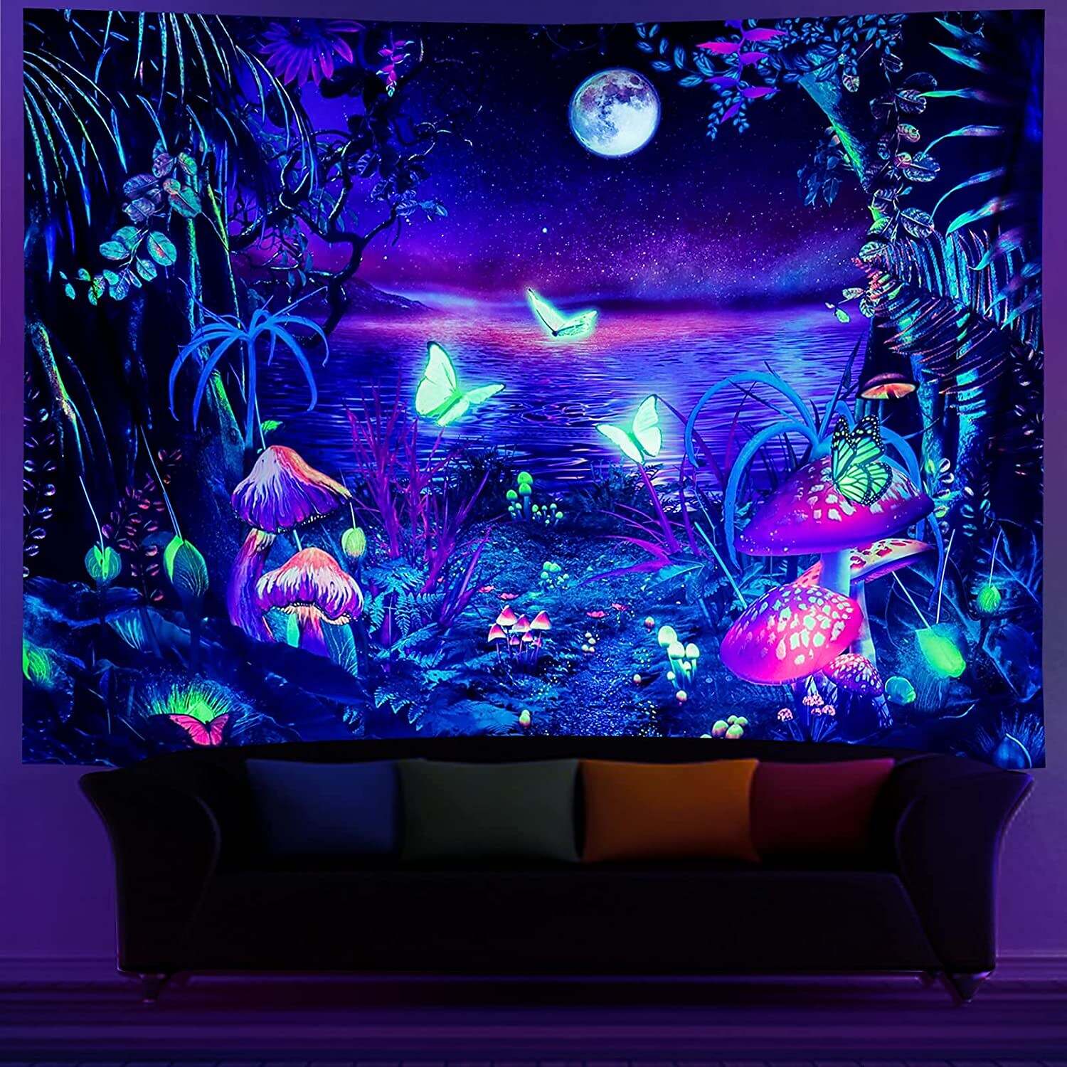 Blacklight UV Reactive Wall Tapestry Butterfly