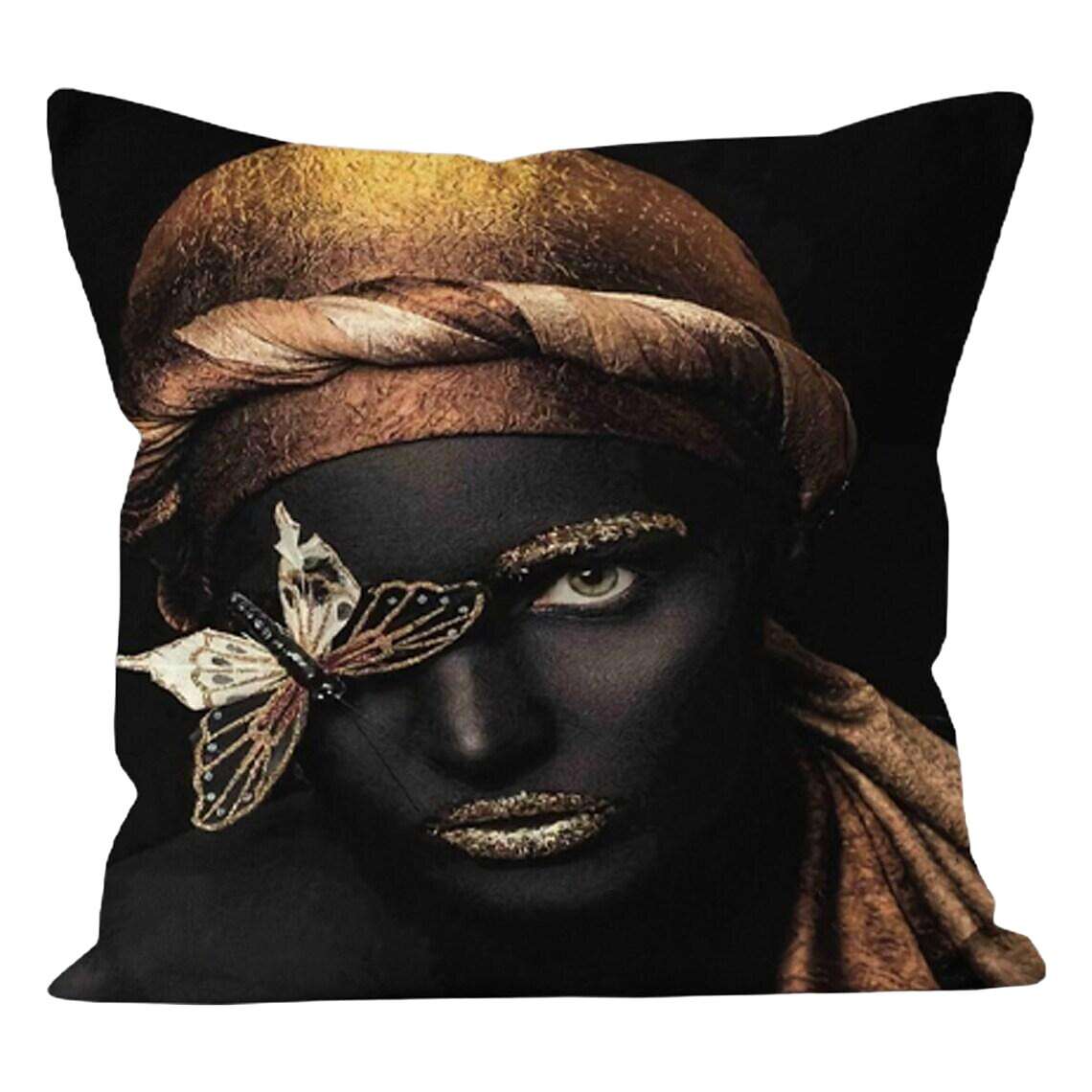 African Girl Double Side Pillow Cover 4PC Art Soft Decorative Square Cushion Case Pillowcase for Bedroom Livingroom Sofa Couch Chair