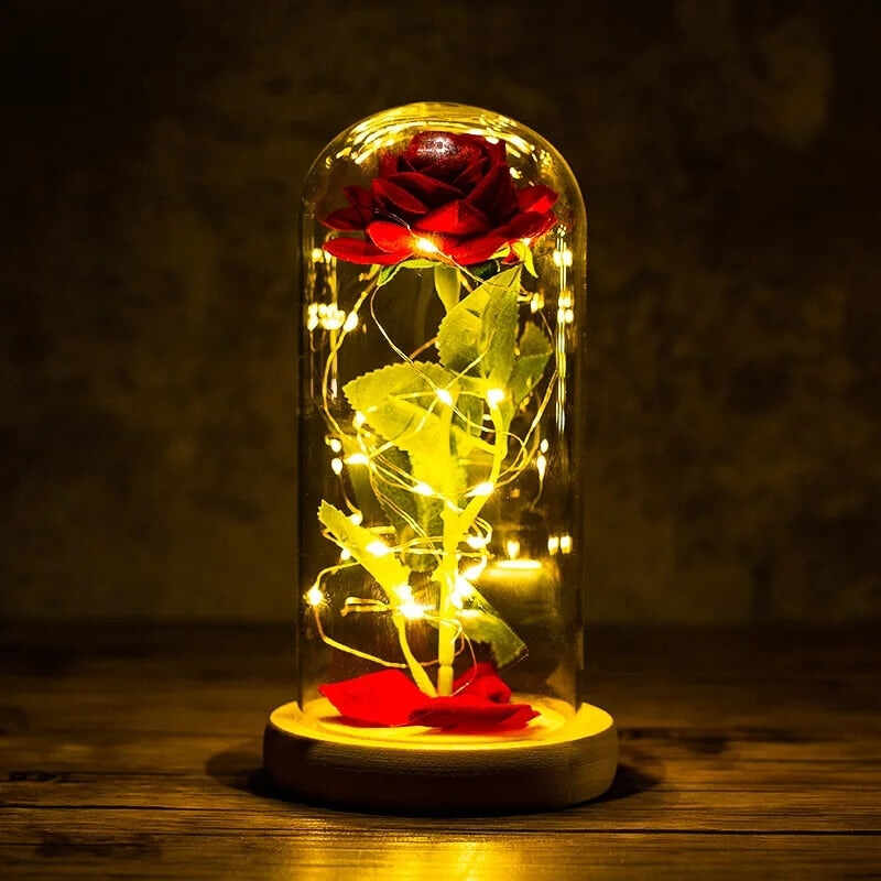 LED Rose in Glas