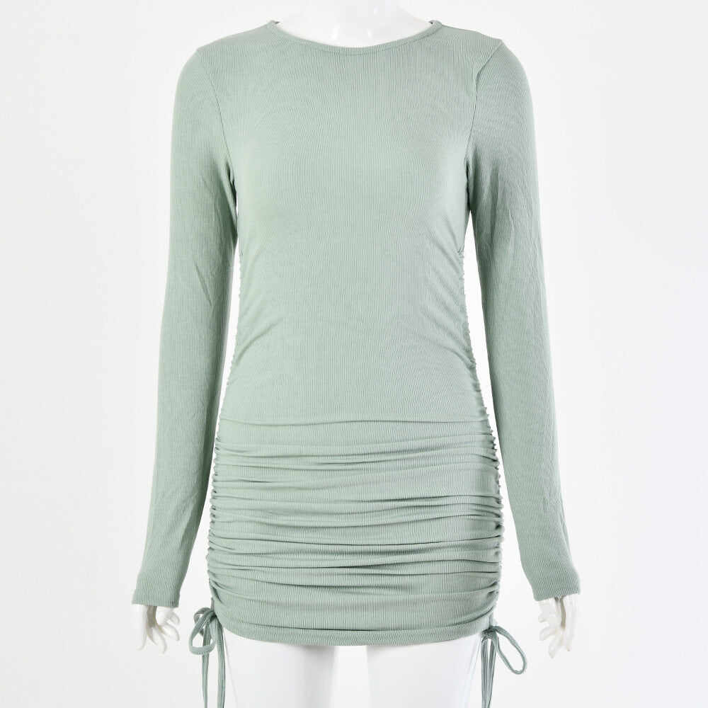 Long Sleeve Drawstring Dress