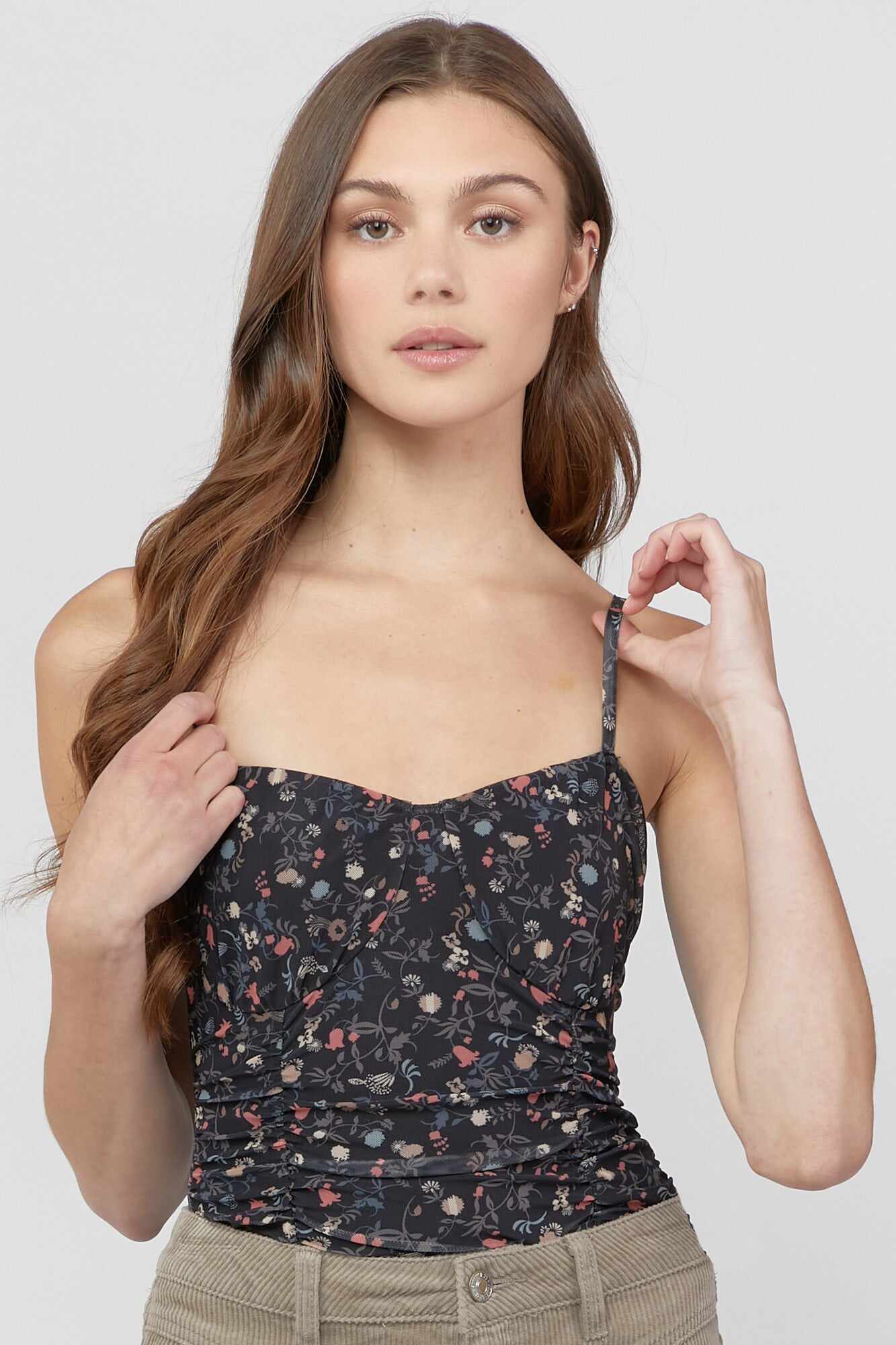 Women Apparel | Floral Cami Bodysuit Oatmeal Forever21 - CW95234