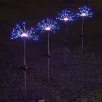 【Free Shipping】2Pc New Ground Plug Solar Fireworks Light LED