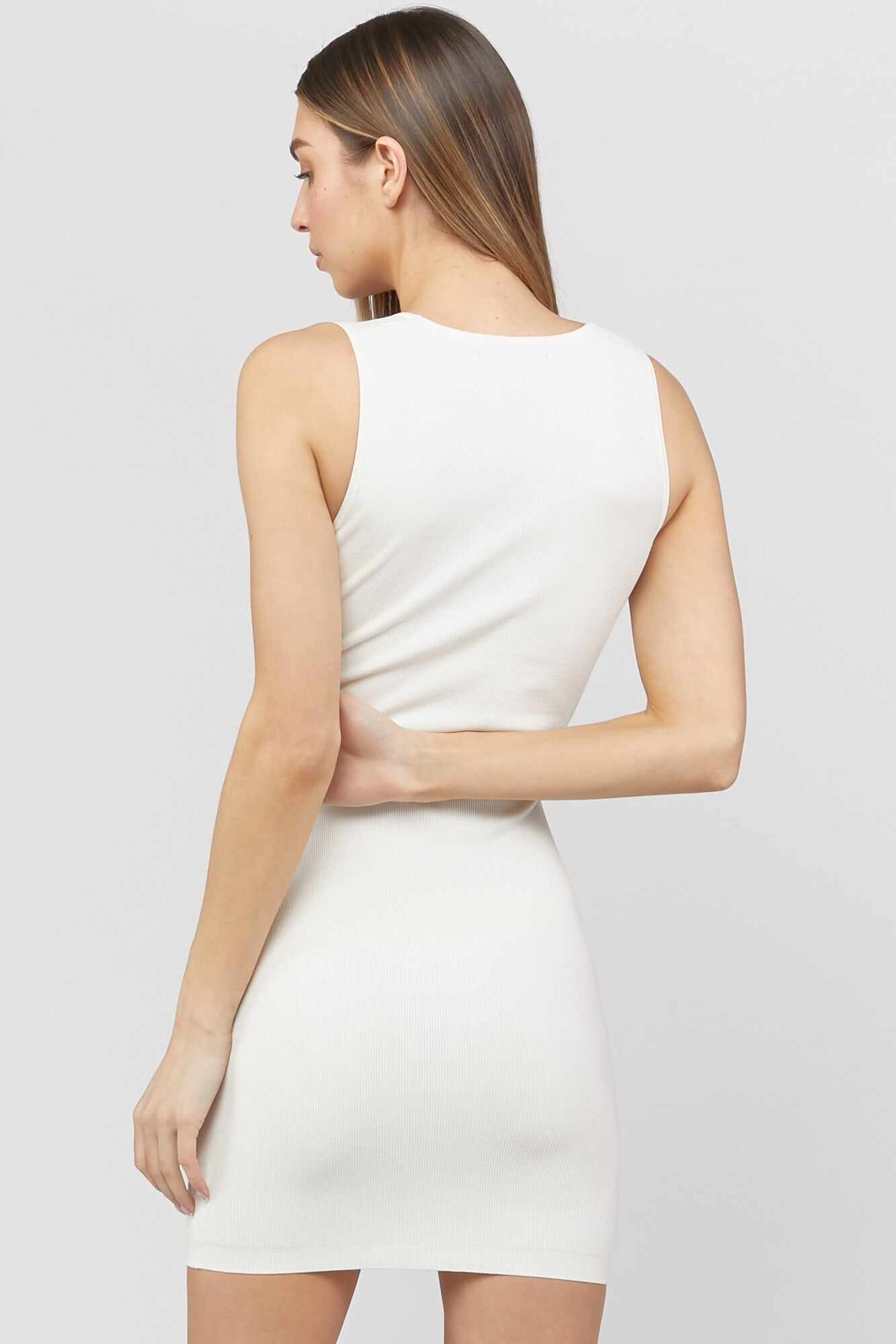 Women Apparel | Ribbed Bodycon Mini Dress Cream Forever21 - YL89405