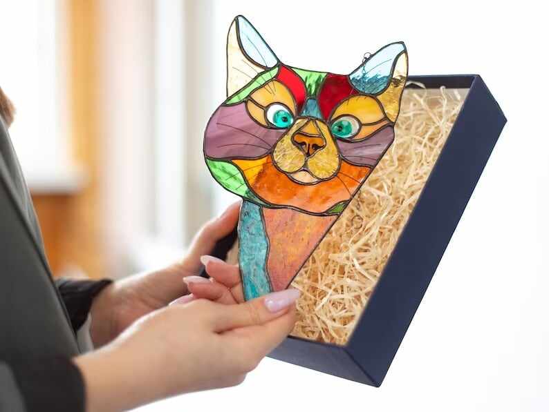 BIG SALE - 40% OFFHot Sale-Handmade Stain Cat Suncatcher For Window