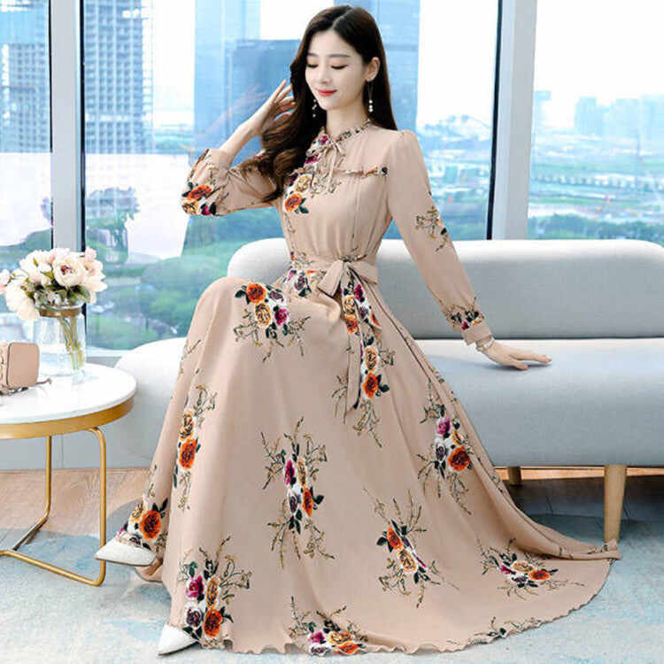 Waist Slimming Printed Dress