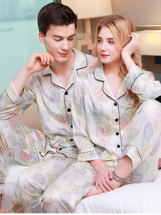 Plaid Regular Sleeve Others Simple Regular Fit Matching Couple Pajama Set