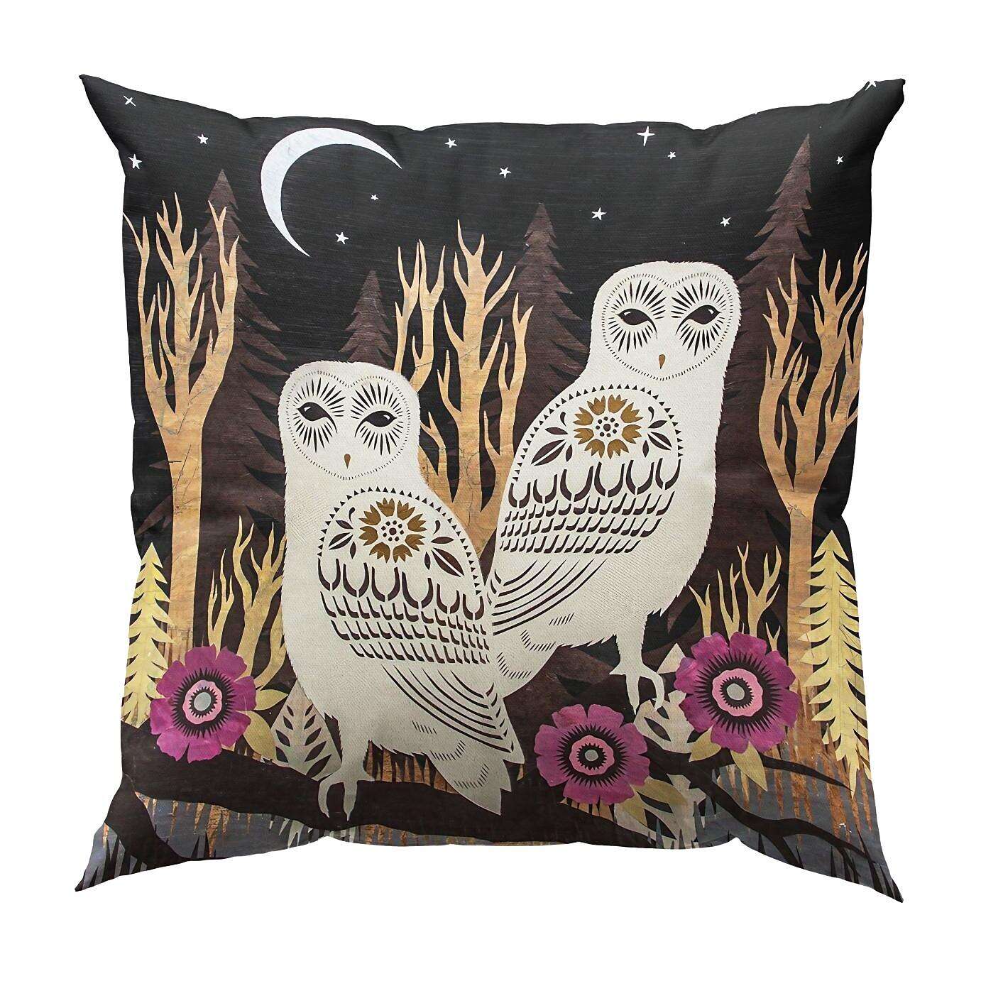 William Morris Owl Floral Plant Double Side Pillow Cover 4PC