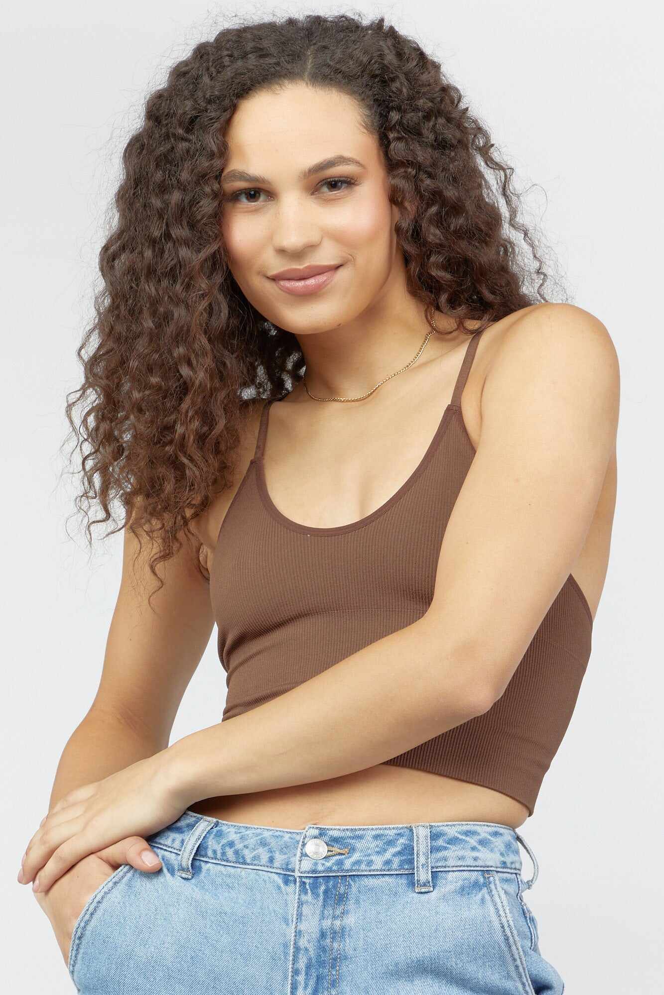 Women Apparel | Seamless Ribbed Cropped Cami Ivory Forever21 - DV17620