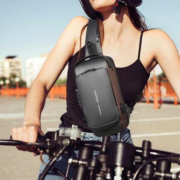 USB charging sport sling Anti-theft shoulder bag