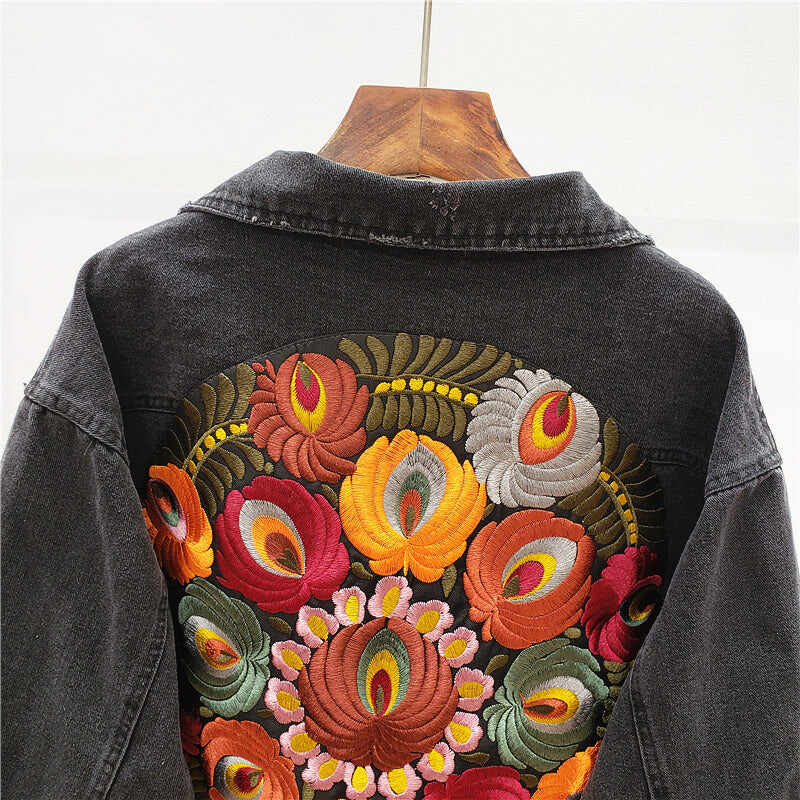 Women's embroidered denim jacket